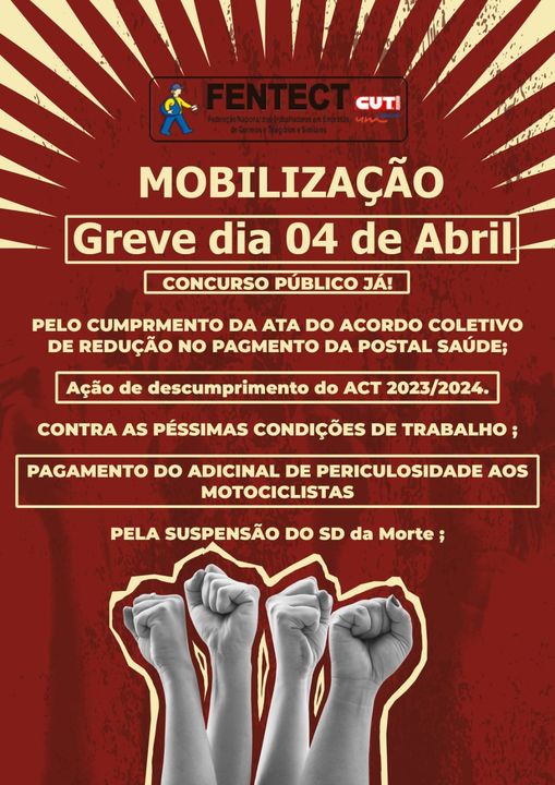 A greve vem ai – dia 04 de abril